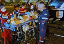 Equipe aeromédica transporta vítima de atropelamento de Sombrio para Criciúma, SC