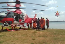 Equipes de resgate do Corpo de Bombeiros e do SAMU salvam vítima de afogamento no Lago Paranoá, DF