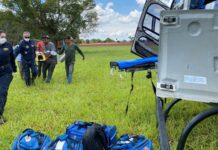Vítima de atropelamento é resgatada pelo aeromédico do SAMU em área rural de Nova Londrina