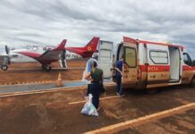Corpo de Bombeiros e SAMU transportam paciente de Goiás para Santa Catarina
