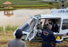 Agilidade do helicóptero do SAMU salva vítima de afogamento em açude de Jaguapitã, PR