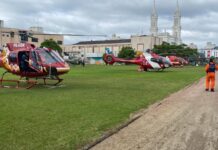 Helicópteros fazem a diferença no resgate de desabrigados e transporte de suprimentos em Santa Catarina
