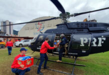 Aeronave da PRF encerra apoio aos desabrigados no Alto Vale do Itajaí com 52 missões e 39 horas de voo