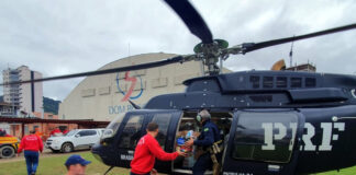 Aeronave da PRF encerra apoio aos desabrigados no Alto Vale do Itajaí com 52 missões e 39 horas de voo