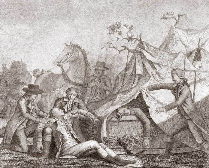 Primeiro desenho da morte de Rozier e Romain.