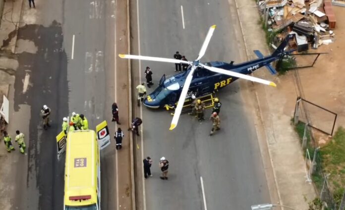 Helicóptero da PRF que fazia resgate de vítima sofre acidente em Belo Horizonte, MG