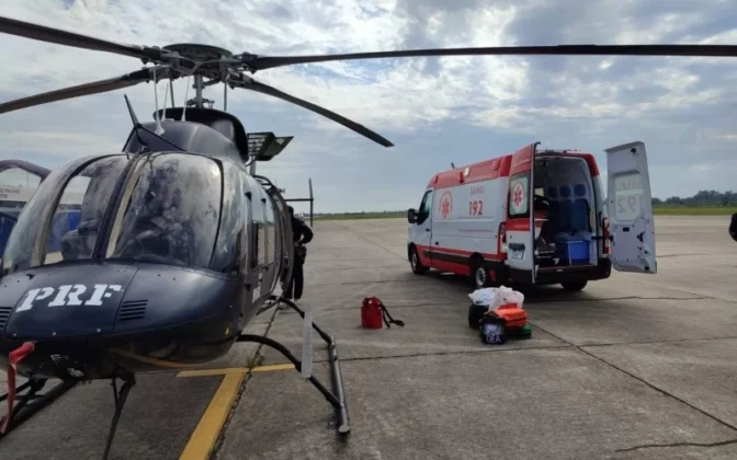 PRF e SAMU realizam transporte aerom&eacute;dico de paciente entre Pelotas e Caxias do Sul, RS