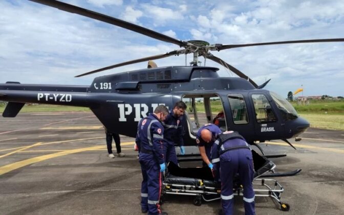 PRF e SAMU realizam transporte aerom&eacute;dico de paciente entre Pelotas e Caxias do Sul, RS