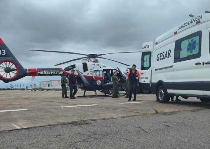 PM de São Paulo ferido por arma de fogo no Rio de Janeiro é resgatado e transportando para São Paulo PM de São Paulo ferido por arma de fogo no Rio de Janeiro é resgatado e transportando para São Paulo