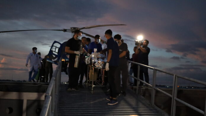 Resgate foi conduzido pelo Serviço de Atendimento Móvel de Urgência e Emergência (Samu) e Centro Integrado de Operações Aéreas (Ciopaer). Foto: Odair Leal/Sesacre
