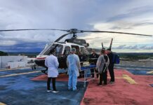 GTA da Paraíba realiza transporte aeromédico de paciente com infarto para o Hospital Metropolitano Paciente com infarto é transferida no helicóptero do Grupamento Tático Aéreo da Paraíba para o Hospital Metropolitano