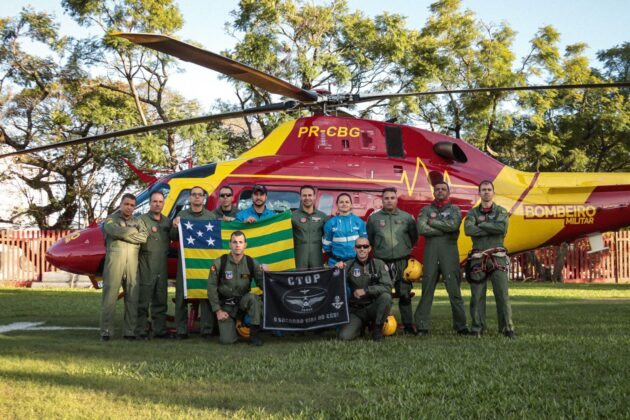 Helicóptero do Corpo de Bombeiros de Goiás realiza missões aeromédicas no Rio Grande do Sul