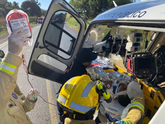 Grave acidente na BR-376 mobiliza dois helic&oacute;pteros do SAMU. Foto: SAMU.