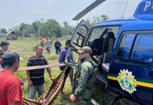 CIOPAER e SAMU realizam resgate aeromédico em aldeia indígena no município de Assis Brasil, AC Segurança Pública realiza ação de resgate aeromédico em aldeia indígena. Foto: Ascom/Sejusp