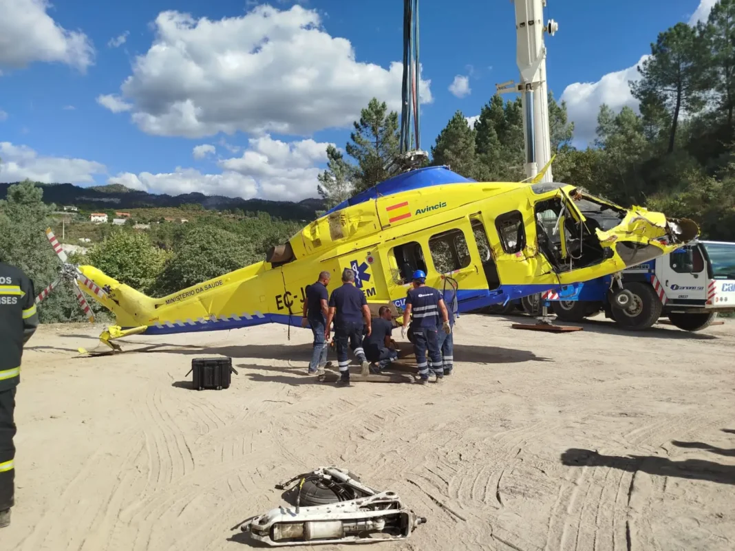 Helicóptero aeromédico do INEM sofre acidente em Mondim de Basto, Portugal.