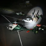 Carabineros do Chile durante uma operação policial de perseguição.