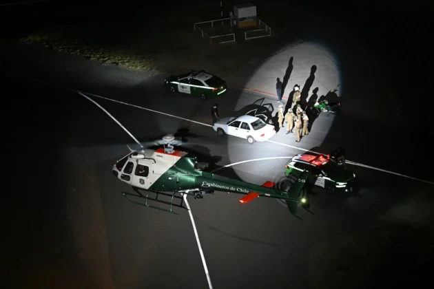 Carabineros do Chile durante uma opera&ccedil;&atilde;o policial de persegui&ccedil;&atilde;o