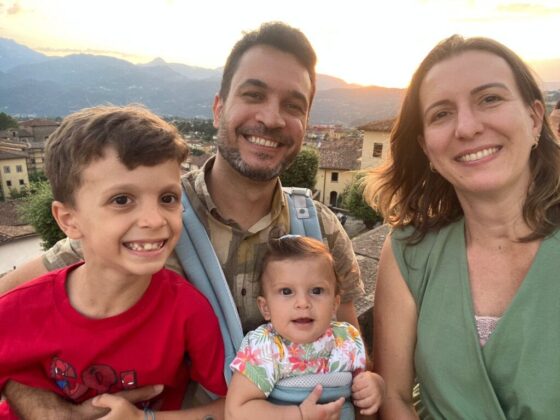 Giuliana Santi com a fam&iacute;lia. Foto: Arquivo pessoal