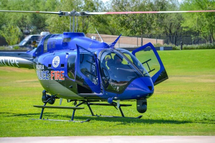 Sistemas da Trakka e da Garmin equipam o novo Bell505 que será usado por bombeiros e policiais de Peoria, EUA. Foto: tenente John Naehrbass.