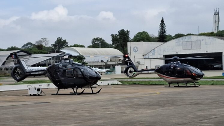 Novos H135 dos Estados de Alagoas e de Pernambuco no p&aacute;tio da Helibras, em S&atilde;o Paulo, Aeroporto Campo de Marte.