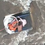 Equipe de resgate do Arcanjo 03 do BOA realiza salvamento dramático em Garuva, SC. Foto: CBMSC.