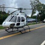Helicóptero do SAMU Campos Gerais é acionado para resgatar vítima presa às ferragens em acidente na BR-373. Foto: Divulgação