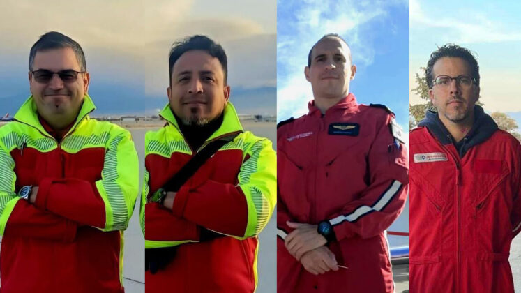 Capitão Alan Alejandro Montoya Perales, Co-piloto Josue de Jesus Juarez Juarez, Dr. Raul Meza Arredondo, Paramédico Rodrigo Lopez Padilla Ambulância aérea de resgate a jato