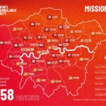 Quantidades de missões realizadas por distritos de Londres.