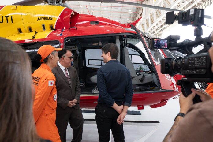 Helicóptero da Saúde de Minas é destaque na Laad 2025 e reforça atendimento aeromédico. Foto: Helibras.