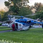 Pouso de emergência de helicóptero aeromédico em área residencial na Pensilvânia. Foto: G.Nance.