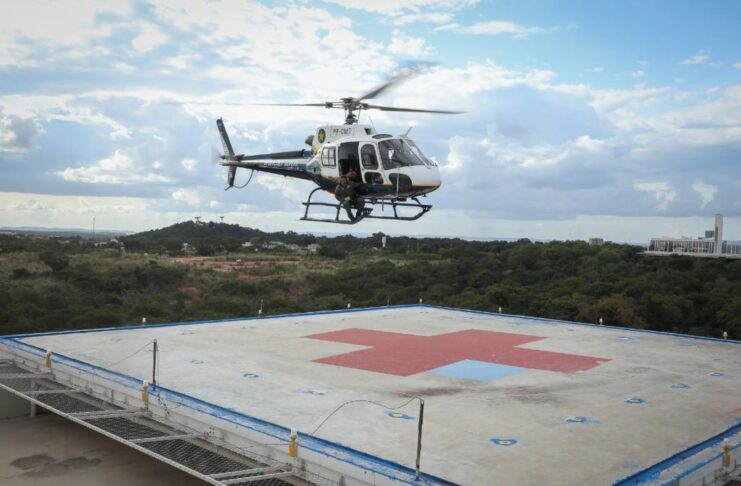 CIOPAER realiza simulação de pouso e decolagem em heliponto do novo Hospital Central de Alta Complexidade, em Cuiabá
