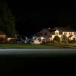 Pouso de emergência de helicóptero aeromédico em área residencial na Pensilvânia. Foto: G.Nance.