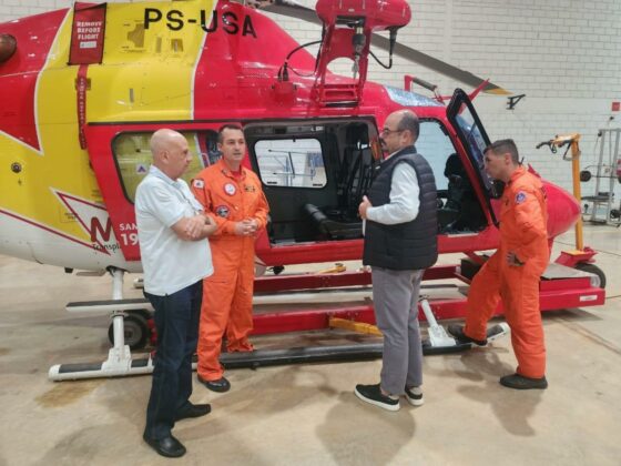 CBMMG e SES mobilizam helicóptero Arcanjo 12 para treinamento da Base Norte do Suporte Aéreo Avançado de Vida em Montes Claros (MG). Foto: Divulgação.