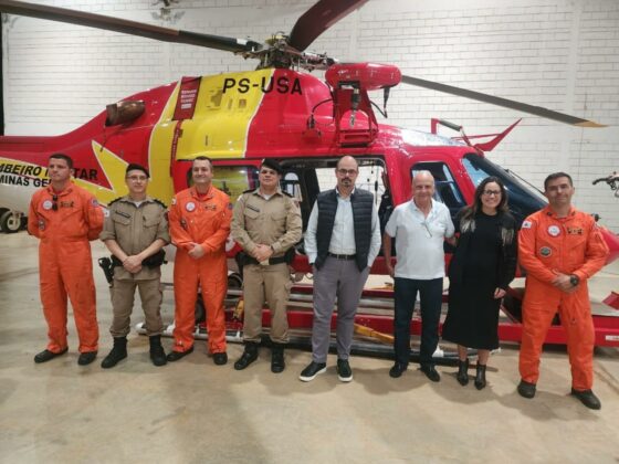 CBMMG e SES mobilizam helicóptero Arcanjo 12 para treinamento da Base Norte do Suporte Aéreo Avançado de Vida em Montes Claros (MG). Foto: Divulgação.