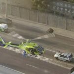 Helicóptero da Secretaria de Saúde interdita Avenida Brasil para transporte urgente de órgãos no Rio de Janeiro. Foto: Divulgação G1.