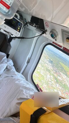Menino em estado grave foi transportado em aeronave do DEA para hospital em Recife. Ascom DEA;