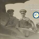 Capitão médico aviador Ismael Guilherme (dir. da foto) ao lado do capitão João Negrão (esq. da fato), no Potez, avião da G.M.A.P. Foto: Manuel Guinjo, Repórter de Guerra. Foto extraída da Edição Digital Rememorativa da Epopeia da Aviação Constitucionalista na Revolução de 1932, 2024, in: Das origens da Força Aérea Constitucionalista, por Sergio Marques, pg. 117.