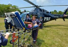 PRF e SAMU realizam resgate aeromédico de paciente com insuficiência cardíaca na Ilha de Cotijuba, PA