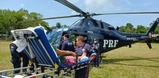 PRF e SAMU realizam resgate aeromédico de paciente com insuficiência cardíaca na Ilha de Cotijuba, PA