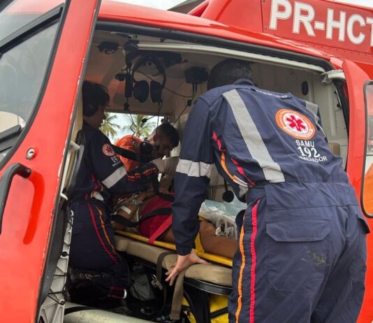 GOA do CBMBA realiza resgate aeromédico de vítima de AVC após treinamento com SAMU de Vera Cruz