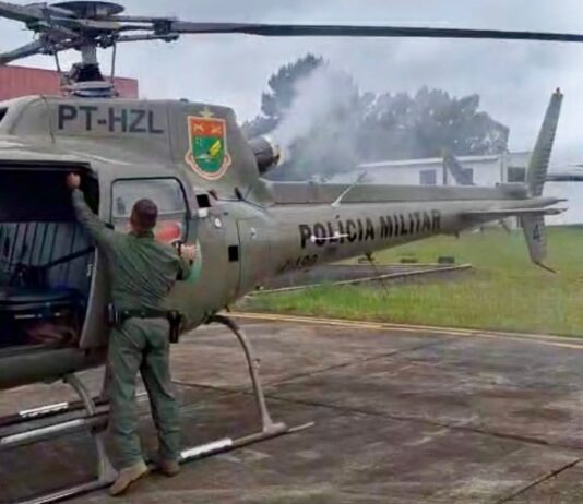 Helicóptero da PM de Santa Catarina registra pane após decolar para missão aeromédica em Lages