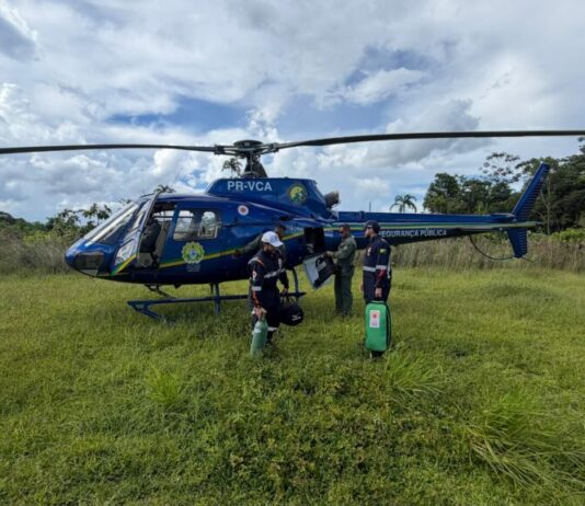 No 20º resgate aeromédico em 2026, CIOPAER e SAMU atendem criança da Aldeia Coco-Açu em Feijó, Acre Equipes do Ciopaer e Samu na Aldeia Coco-Açu em missão de resgate. Foto: cedida