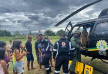 MPF aciona Justiça Federal para evitar colapso da saúde indígena no Acre por falta de transporte aeromédico Diante das omissões de Brasília, aeronaves do governo estadual são acionadas com recorrência para as remoções mais emergenciais em aldeias de todo o estado (Foto: Secom Acre)