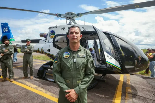 O comandante &Eacute;der Prado destaca o avan&ccedil;o do servi&ccedil;o aerom&eacute;dico com a chegada do Gavi&atilde;o 04