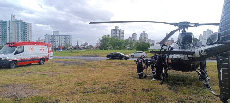 SAMU Aerom&eacute;dico realiza transfus&atilde;o de sangue total em v&iacute;tima de acidente de tr&acirc;nsito no Sul de SC